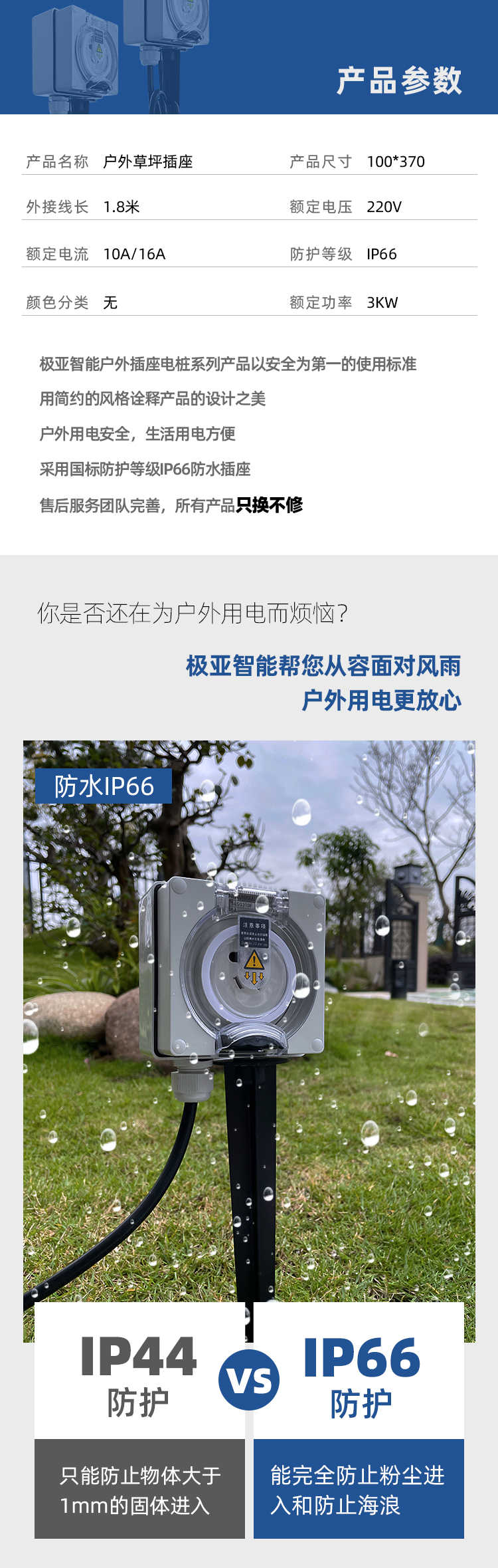 草坪地防水插座